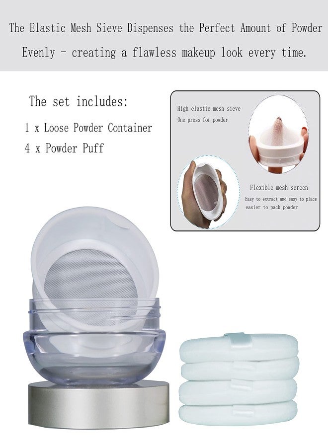 Yababa Powder Puff Reusable Empty Makeup Container with Elasticated Net Sifter for Setting Powder, Face Powder, Travel and Daily Use - Image 4